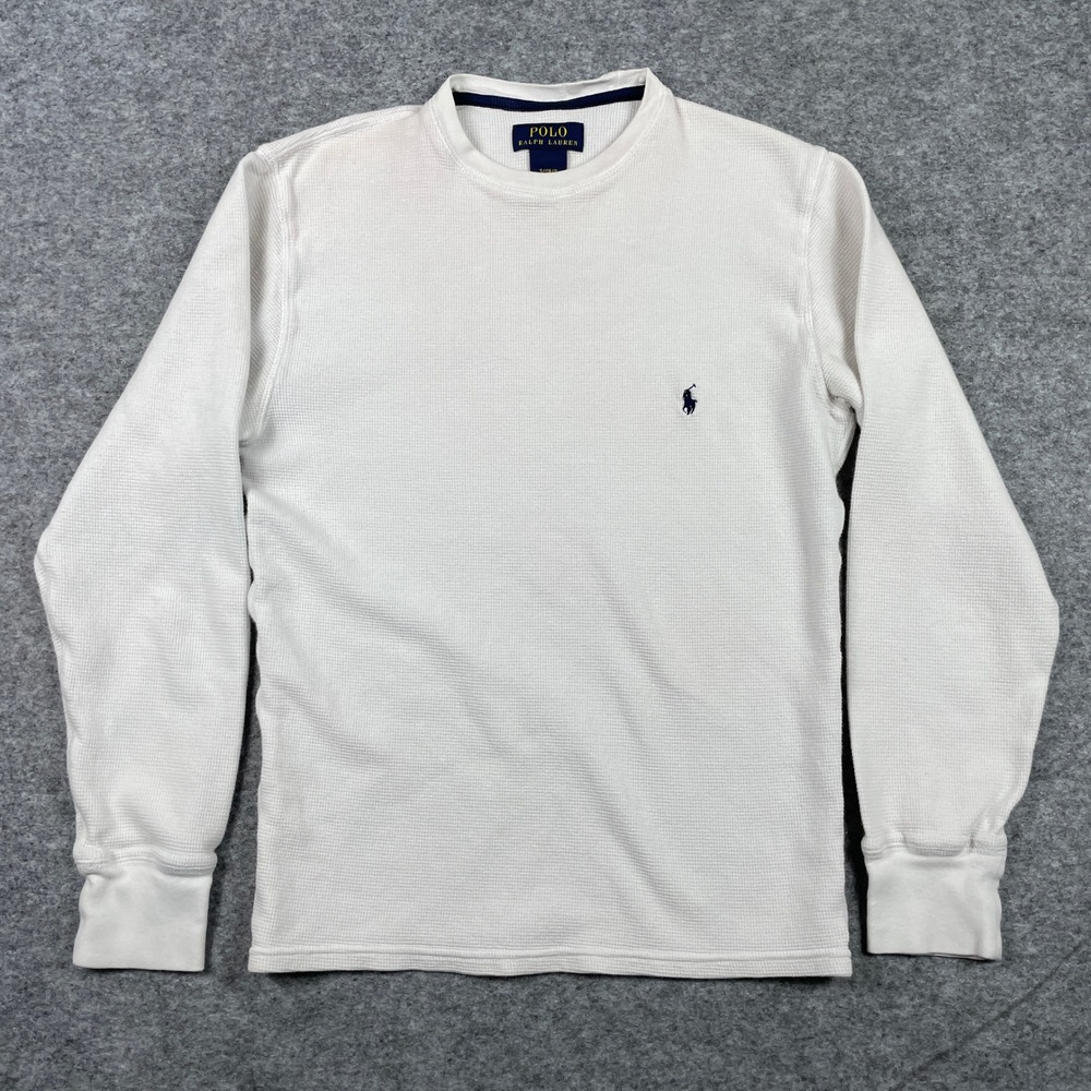 Polo Ralph Lauren Thermal Shirt Mens S White Waffle Knit Long Sleeve Pony